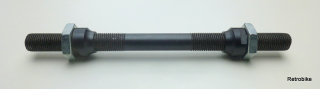 Fahrrad Vorderrad schwarze Achse FG 9,5 Gewindestange 3/8" x 26 Vollachse VR Länge 135mm Konus schwarz Kontermutter Set