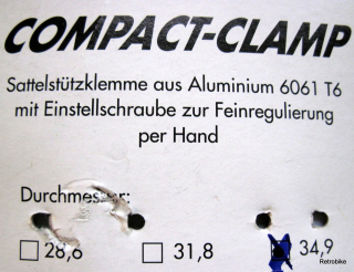 Mounty compact clamp Sattelklemme Ø 34,9 mm schwarz