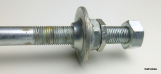 Fahrrad Hinterrad Achse FG 9,5 Gewindestange 3/8" x 26 Vollachse HR in verschiedene Längen Konus mit integrierten Staubdeckel Kontermutter Achsmutter NOS