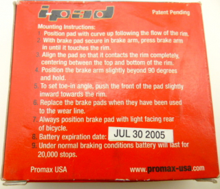 Promax i-Pad brake pad LED Bremslicht rot v-brake Bremsschuhe Bremsbeläge Alu Felgenbremse 70mm mit Gewindebolzen