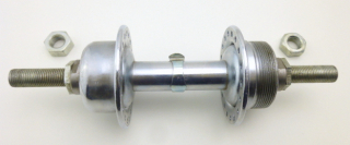 Hinterrad Nabe Schraubachse 10,1 mit Ölerloch Metallspange 36 loch Stahl verchromt BSA Gewinde 5 fach 6 fach silber Rennrad