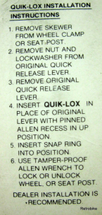Kool Stop quick lox lock security kit anti theft protection saddle wheel