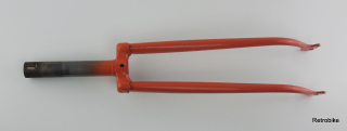 rigid fork  26 inch  bicycle  threaded shaft 1 inch  25.4mm  steel frame  dark orange