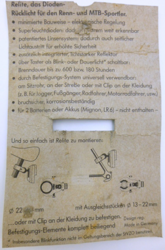 B&M Relite professional Bumm Dioden Rücklicht Sicherheitslicht rot Batterielicht