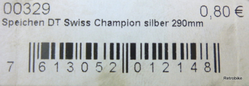 DT Champion Edelstahl Speiche silber CHA 2.0 x 290 N 6.2 1x Set 36 Speichen Nabenflansch 36 loch plus 3 Ersatzspeichen