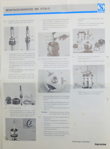 Sachs Pentasport 5 Gang Nabe Typ H 5111 und H 5113 Betriebsanleitung