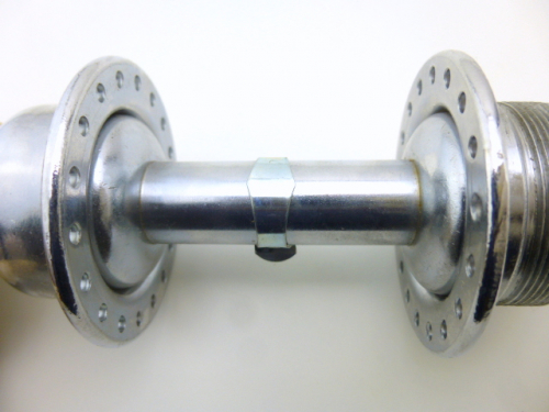 Hinterrad Nabe Schraubachse 10,1 mit Ölerloch Metallspange 36 loch Stahl verchromt BSA Gewinde 5 fach 6 fach silber Rennrad