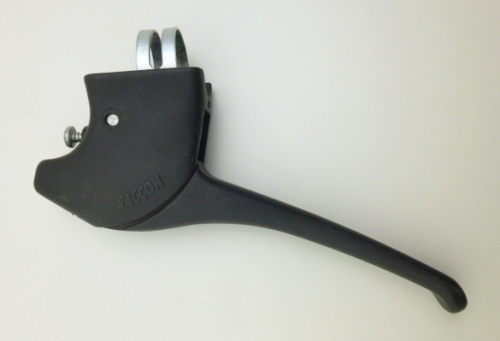 Saccon brake lever with integrated brake cable stop, mounts left or right, black plastic
