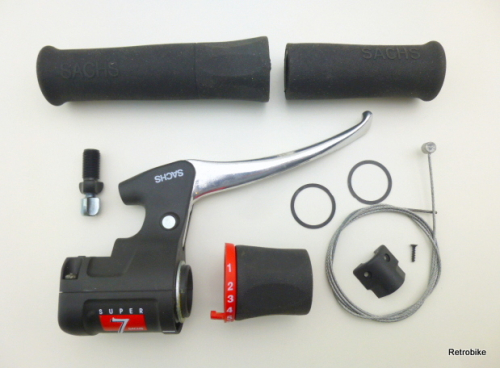 Sachs Super 7 H7213 Nabenschaltung 7 Gang Drehgriffschalter Brems Drehgriff Einheit Festgriffe Set 90er Jahre NOS