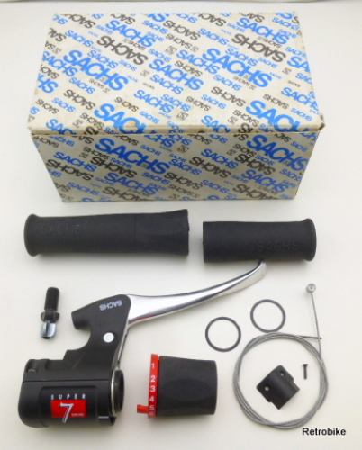 Sachs Super 7 H7213 Nabenschaltung 7 Gang Drehgriffschalter Brems Drehgriff Einheit Festgriffe Set 90er Jahre NOS