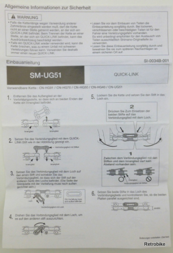 Shimano CN-HG40 Fahrradkette HG 1/2 x 3/32" 6-7-8 fach bis zu 24 Gang 114 links mit Quick Link Kettenschloss silber