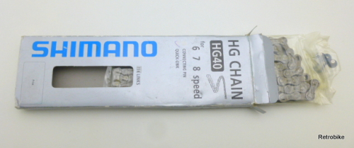 Shimano CN-HG40 Fahrradkette HG 1/2 x 3/32" 6-7-8 fach bis zu 24 Gang 114 links mit Quick Link Kettenschloss silber