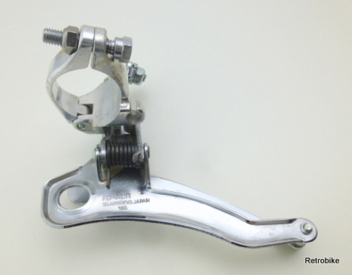 Shimano FD-AL11 down pull 3 fach Schelle Durchmesser 28,6mm 136g silber 80er Jahre MTB Tourenrad