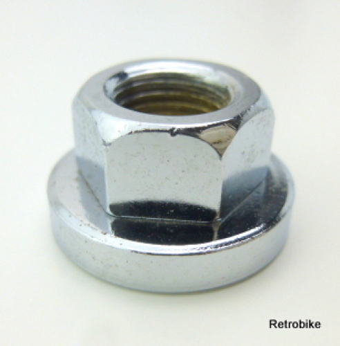 Shimano Flanschmutter Achsmutter Sechskantmutter mit Scheibe M10x1 verchromt Hinterrad NOS