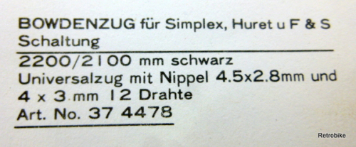 Simplex Huret F&S Universal Schaltzug Set Aussenhülle Schaltzug Trumpf Rennrad NOS