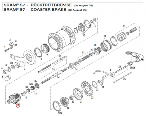 Sram S7 planet gear carrier ( gear hub (until August 05) part no. 65 0372 108 000 NOS