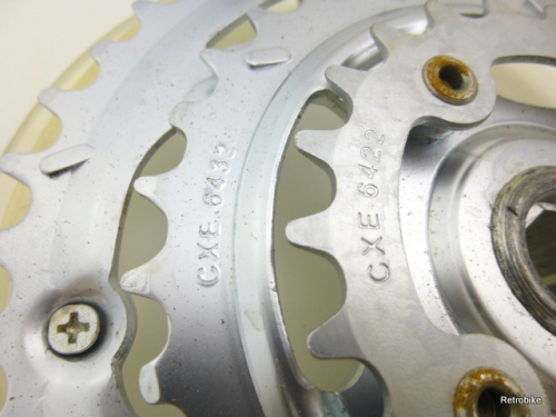 Sugino CXE 8442 Alu Kurbel 3 fach 4 kant Tretlager Kettenblatt 42 32 22 Zähne 170mm Kurbelarm silber ATB MTB NOS