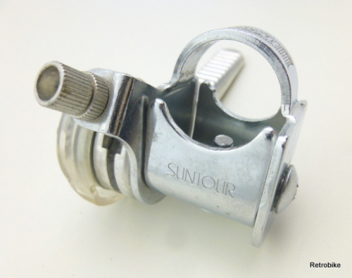 Suntour Click 5 fach Alu Daumenschalthebel Vorbau 22,2mm Rennrad 80er Jahre NOS