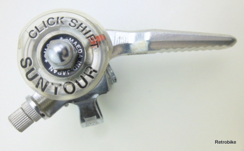 Suntour Click 5 fach Alu Daumenschalthebel Vorbau 22,2mm Rennrad 80er Jahre NOS