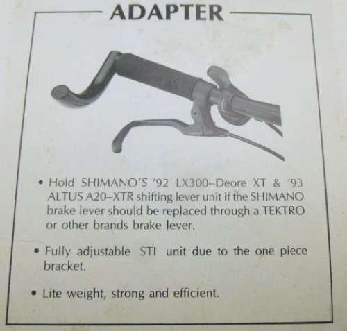 Tektro Adapter Halterung Schalthebel Schaltung Shimano STI Deore LX 300 XT Altus A20 XTR 90er Jahre