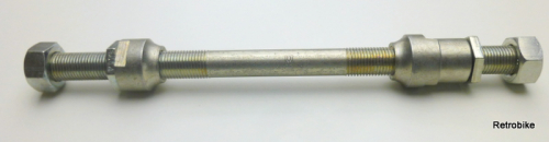 Union Fahrrad Hinterrad Achse FG 9,5 Gewindestange 3/8" x 26 Vollachse HR Länge 164mm Konus Spacer Kontermutter Achsmutter Set