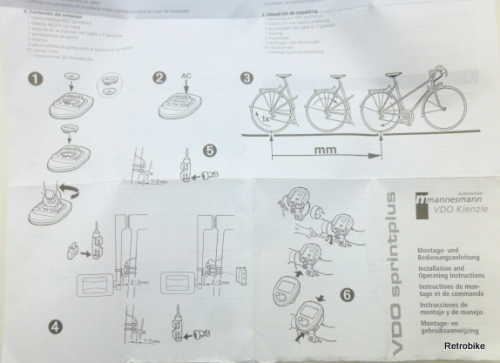 VDO sprintplus vintage bike computer digital bike speedometer wired 9 functions NOS