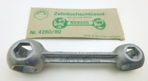 Verma Nr. 4280/80 Zehnlochschlüssel Knochenschlüssel  6 - 15 mm altes Multi tool 80er Jahre NOS
