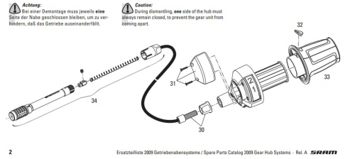 SRAM i Motion 9  Drehgriffschalter Schalthebel  Bremshebel für V brake  1500mm  Jahr 2009