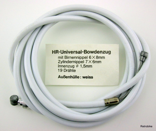 universal bowdenzug außenhülle weiss innenzug zylindernippel birnennippel bremszug set