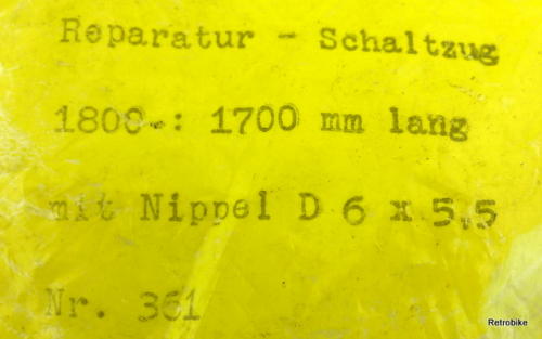 Reparatur  Schaltzug  Universell  Mofa  Moped  Mokick  Außenhülle  Schwarz 1800mm  Innenzug  Tonnennippel  1700mm  NOS